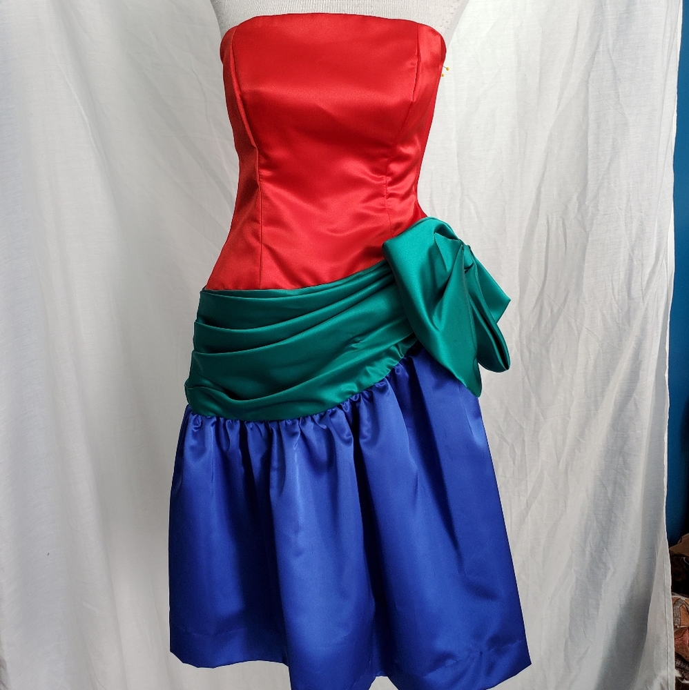 1980s S.G. Gilbert tri-color vintage gown
